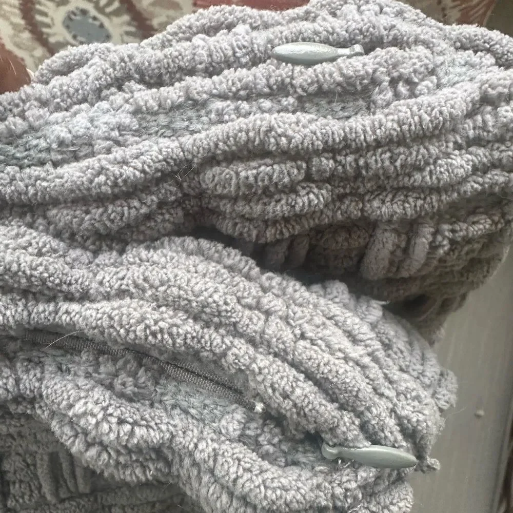 Pottery Barn Set Of Chenille Gray Pillow Covers (2) 20”x20”